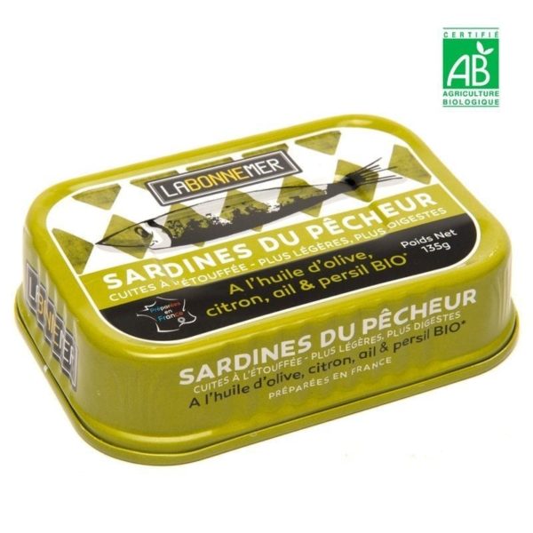 Sardines du pêcheur à l'huile d'olive, citron, ail et persil BIO