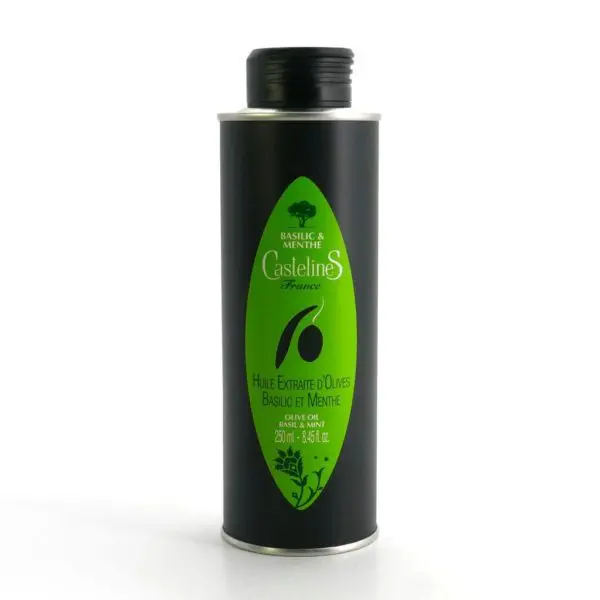 Huile d'olive aromatisée basilic menthe - Moulin Castelas